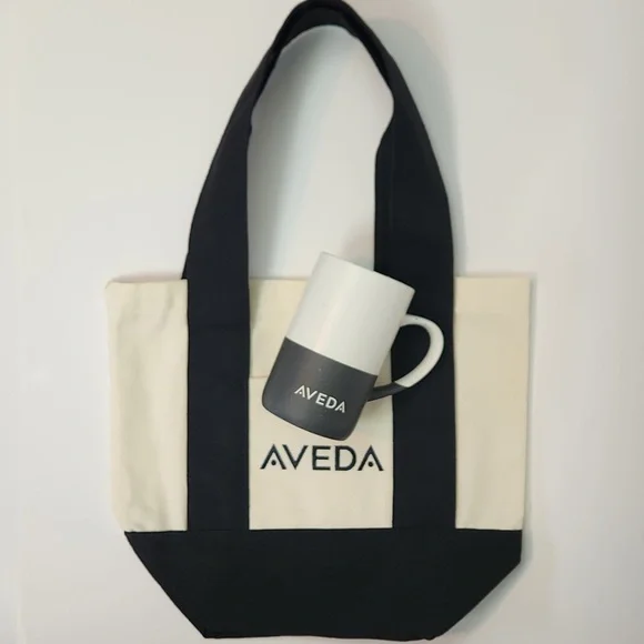 AVEDA Tote and Ceramic Mug set, Unused Limited Edition Set NWT